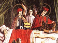 Косма и Дамиан пересаживают ногу. Конец XVI в. Автор Лос Балбасес.