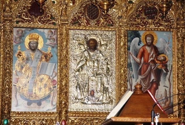 Иконы Спасителя, св.Лазаря и Иоанна Предтечи в иконостасе храма св.прав.Лазаря в Ларнаке. Кипр.